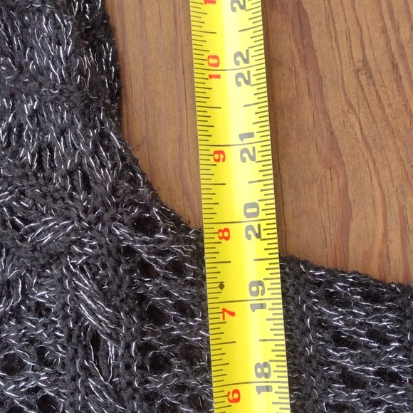 BONGO Black and Metallic Silver Open Knit Sweater Size Large - Picture 10 of 11